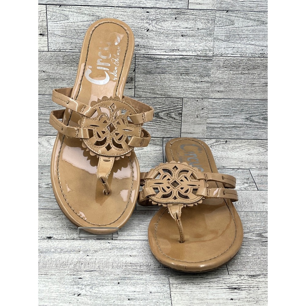 Circus by Sam Edelman Tan Cutout Flower Thong Sandals Women's Size‎ 9.5